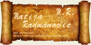 Matija Radmanović vizit kartica
